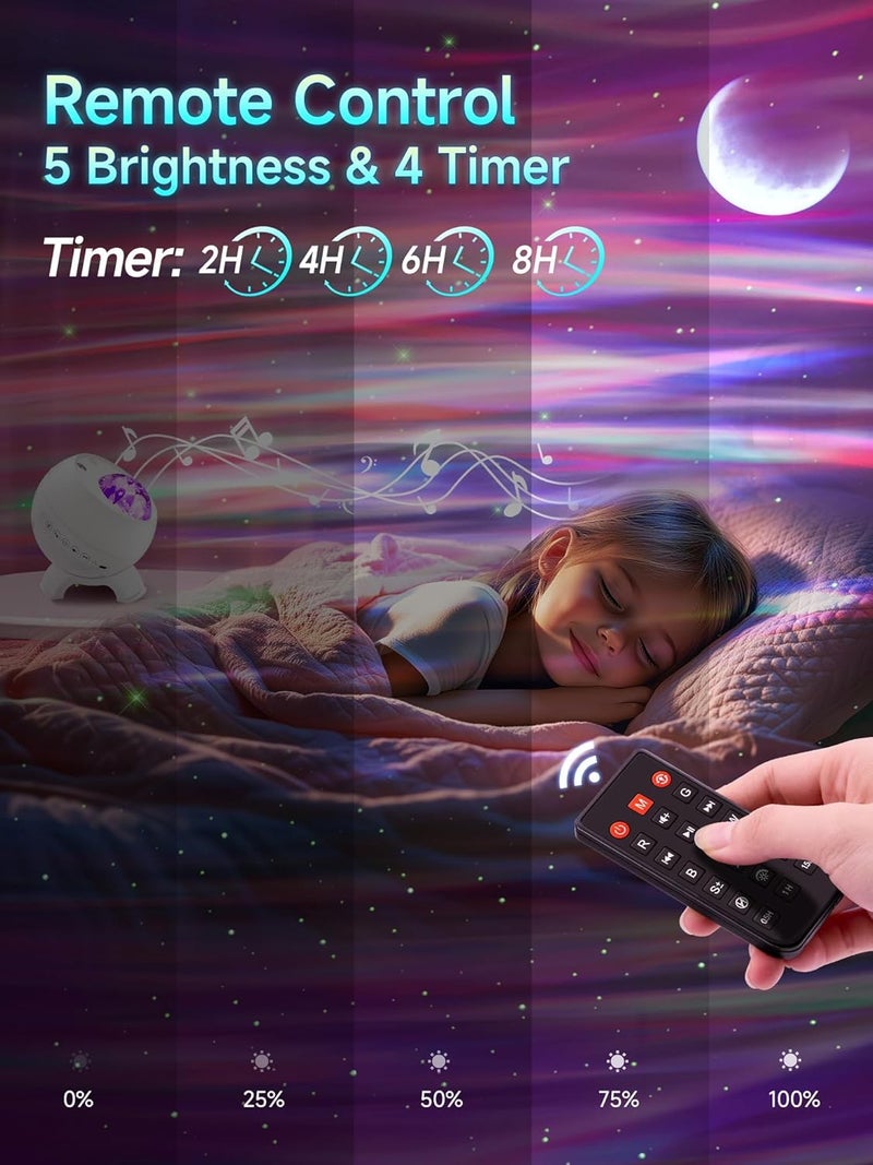 Onefire Northern Lights Projector,300+Lighting Modes Galaxy Projector for Bedroom,15 White Noise&Bluetooth Galaxy Projector for Bedroom,Remote+Timer Moon Star Projector Galaxy Light,Valentine's Day Gifts - Image 5